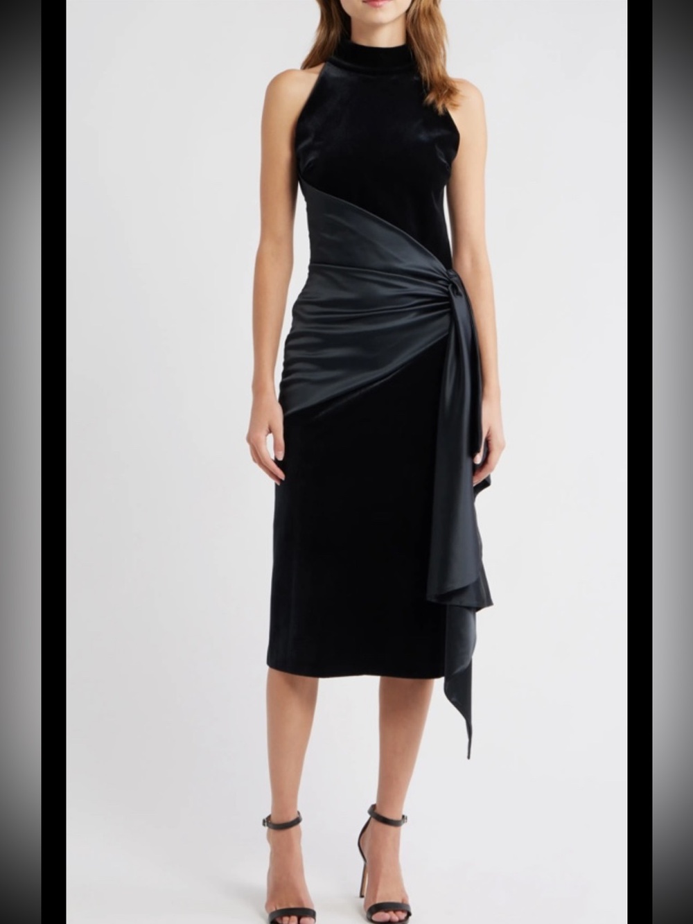 Chiara Boni La Petite Robe Gudairi Velvet DrapedCocktail Dress,IT38=US2,NewBlack